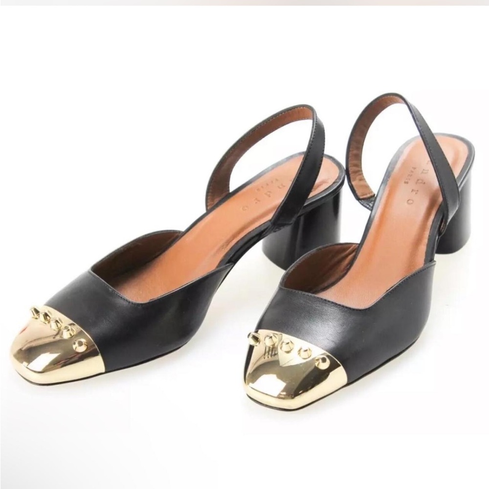Sandro gold studded slingback block heels. Size 37